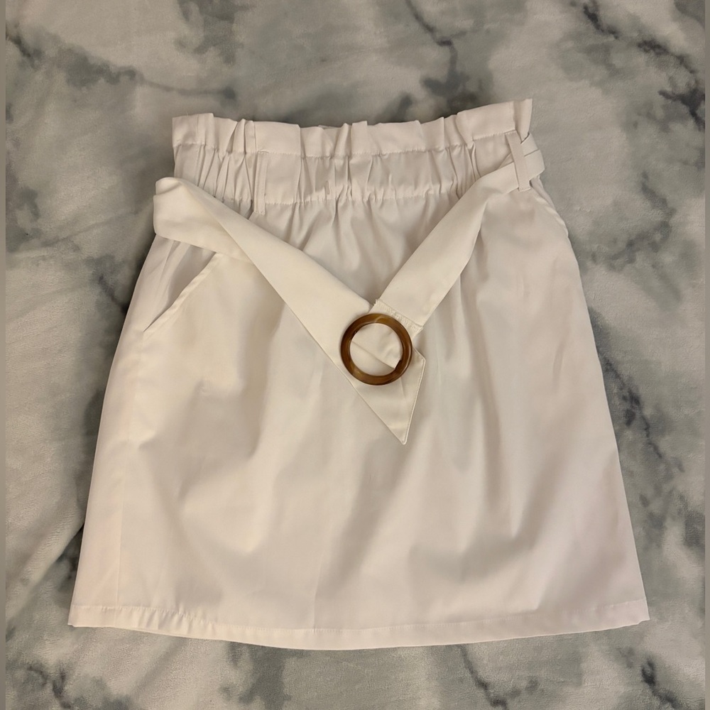 White Miami Skirt with Belt Detail